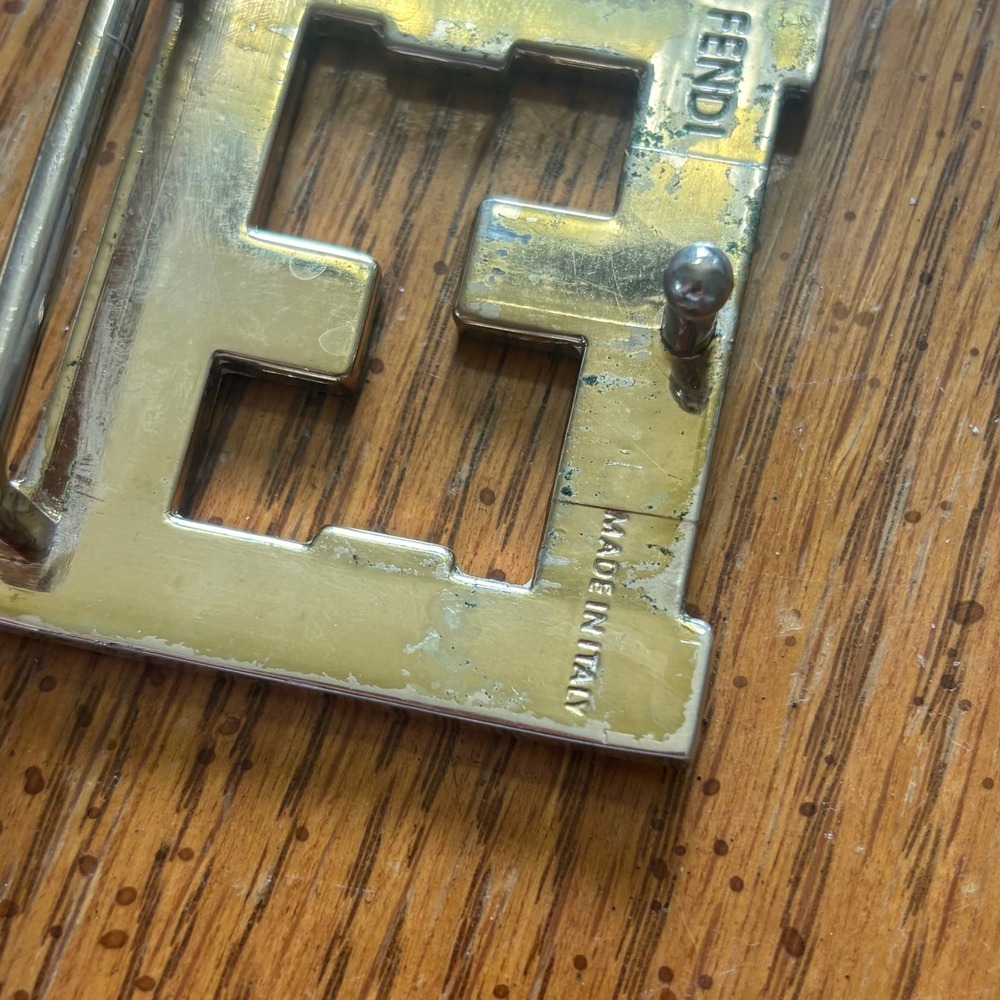 Fendi FF Zucca Logo Belt Buckle ONLY Silver Black Made in Italy - Picture 4 of 10